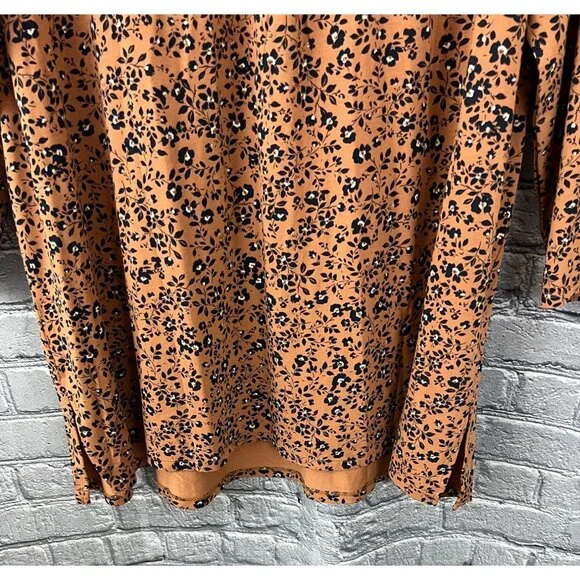 J. Jill Wearever Womens XL Orange Floral Print Top 3/4 Sleeve Knit Tunic Blouse - Picture 7 of 12